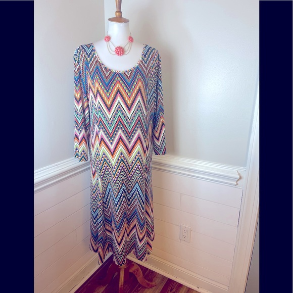 Lennie for Nina Leonard Dresses & Skirts - Lennie for Nina Leonard Pixelated Chevron Print Dress XL FREE SHIP